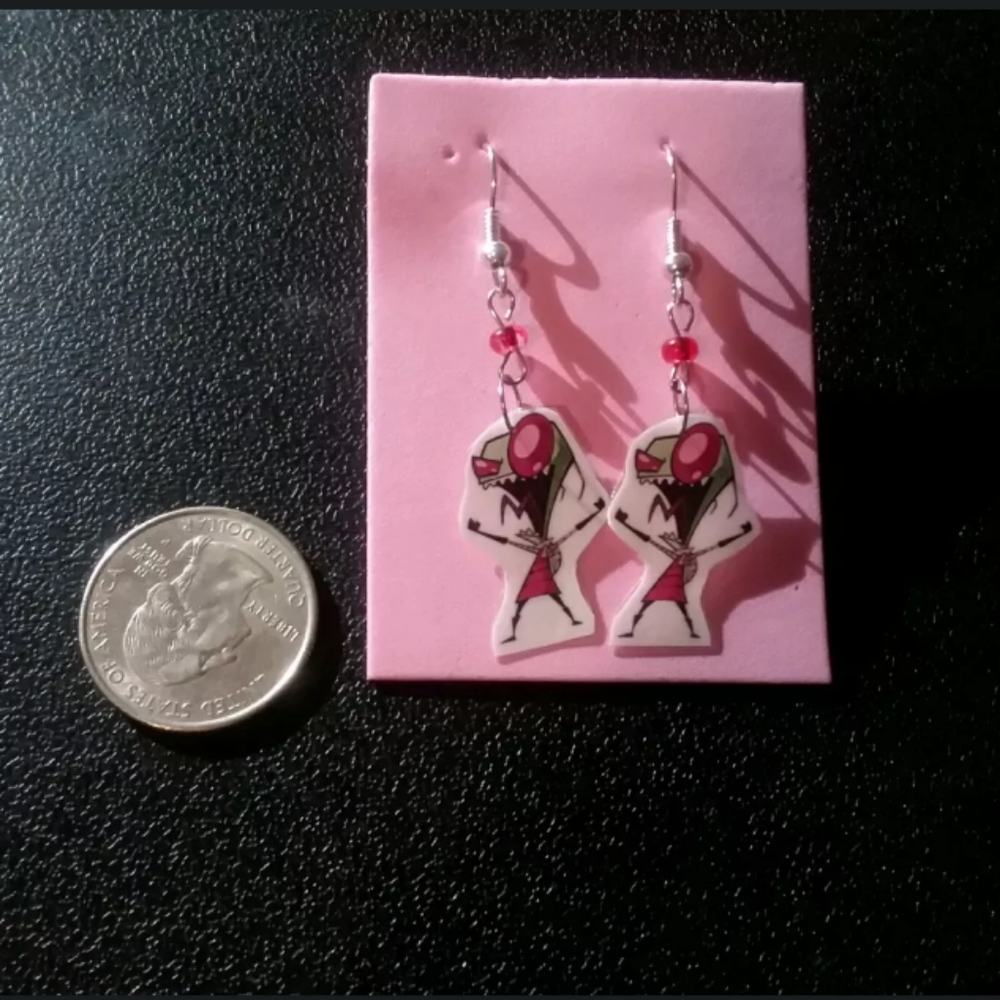 Handmade laminate Invader Zim Earrings